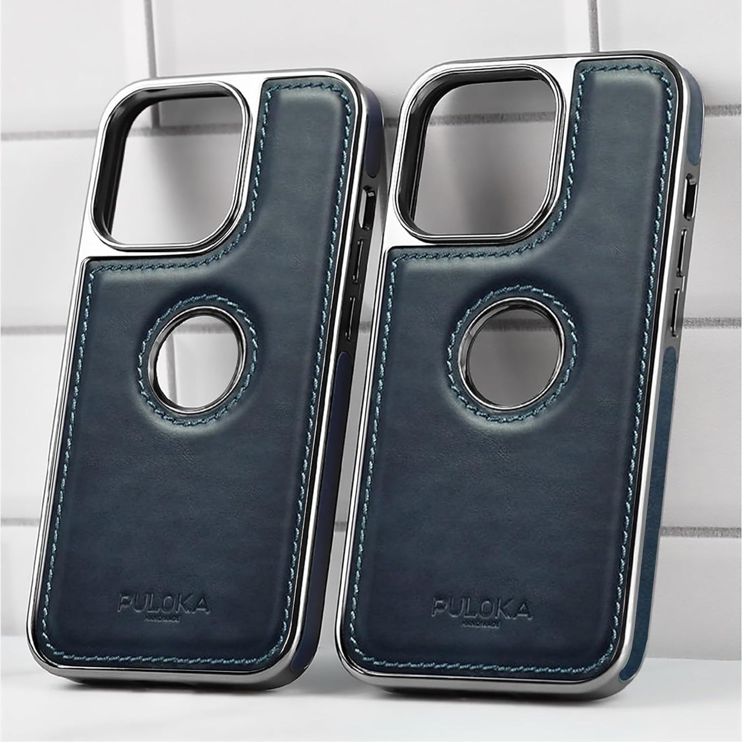 iPhone 15 Pro Leather Case Original Luxurious Premium Quality leather Case- Blue