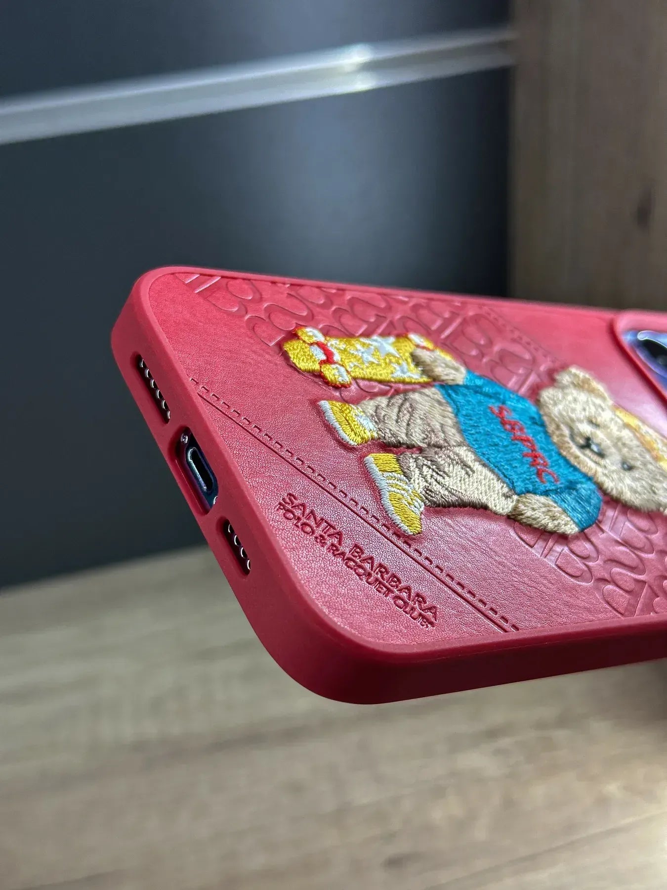 iPhone 13 Pro Max Santa Barbara Polo Club Crete Series Genuine Leather Case - Red