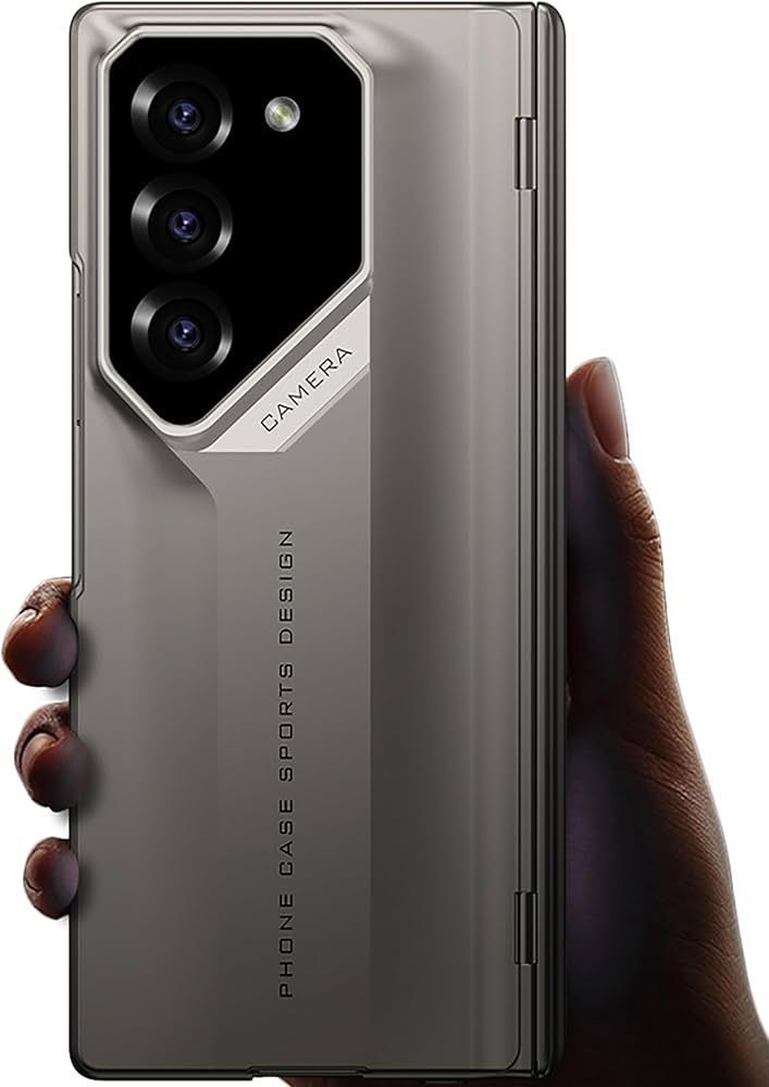 Samsung Galaxy Z Fold 6 Matte Finish Sport Car Design Series Case with Hinge and Front Glass Protection - Grey