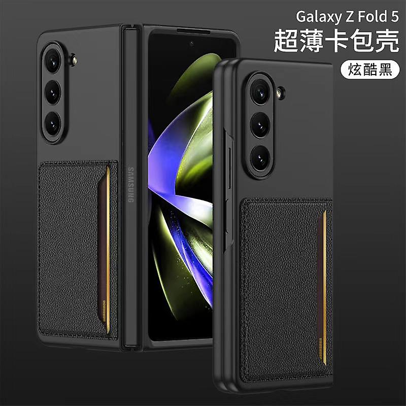 Samsung Galaxy Z Fold 5  PU Leather Card Holder Case-Black