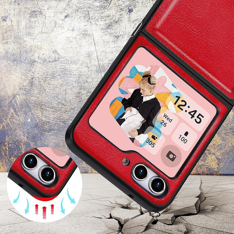 Samsung Galaxy Z Flip 5 Plain Leather Case-Red