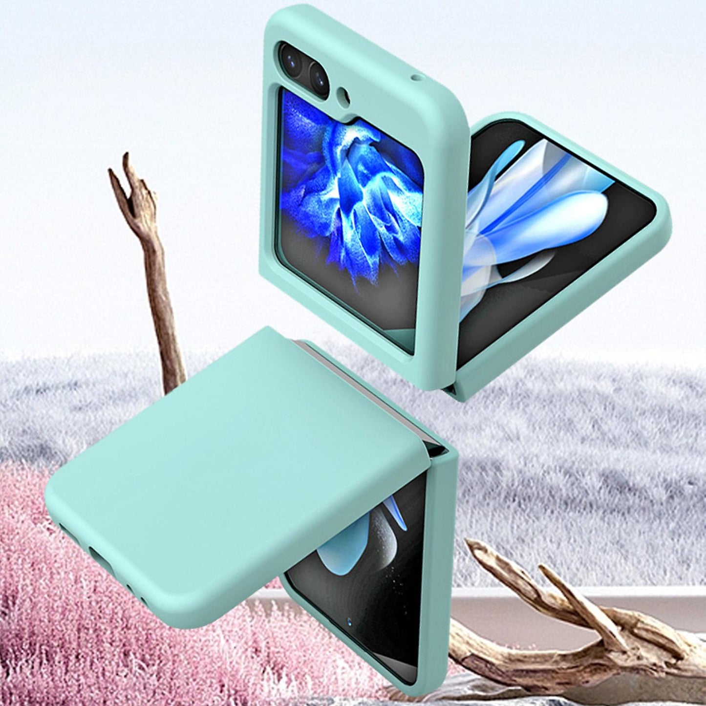 Samsung Galaxy Z Flip 5 Silicon Case Liquid Silicon Inner Fabric with Logo-Sea Green