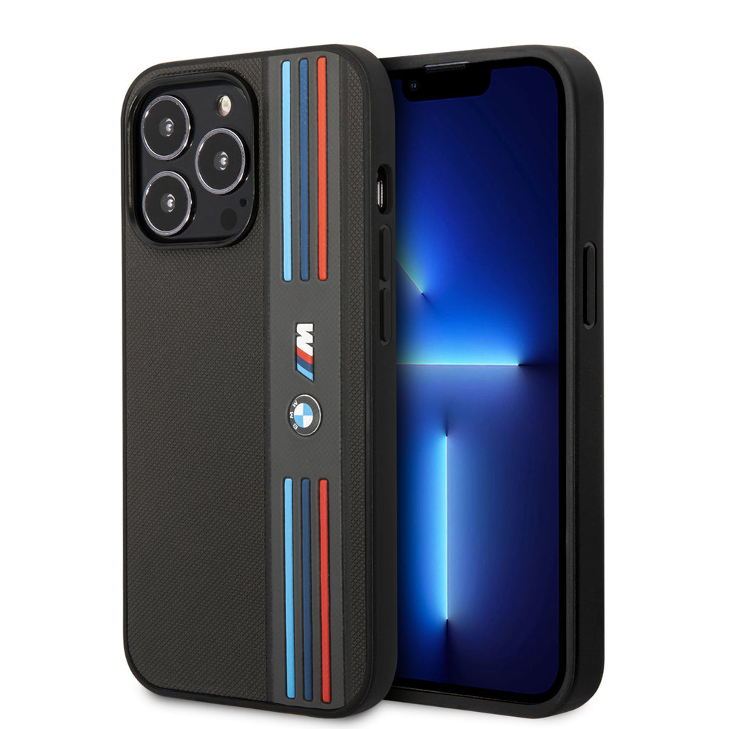 iPhone 15 Pro Max BMW Case, Sports Car BMW M Performance Logo Tricolor Line Back cover - Black (Copy)