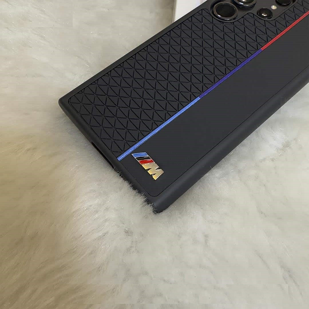 Samsung Galaxy S25 Ultra Leather Case, BMW M Sport Logo Dual Shade - Black