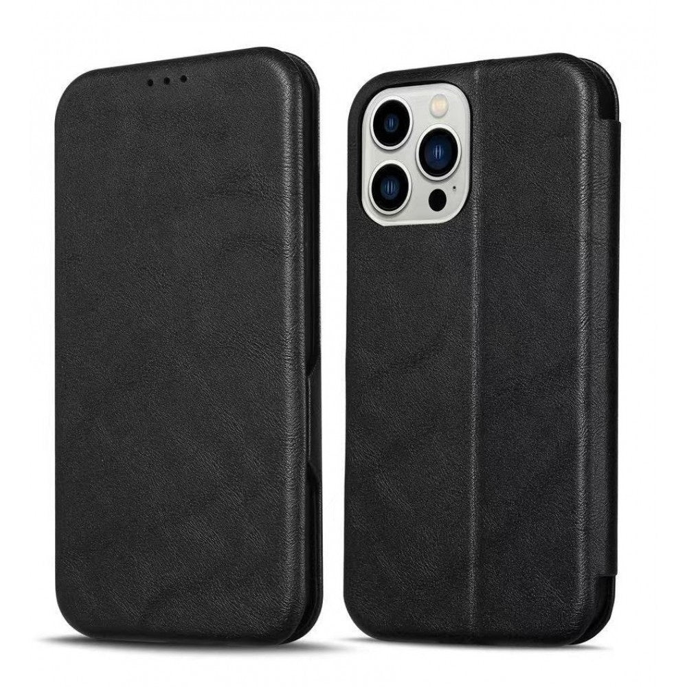 iPhone 13 Leather Flip Cover Stand With Card Holder Logo Cut Case