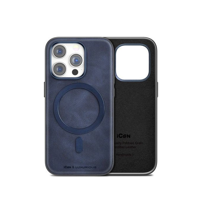iPhone 14 Pro Luxurious Leather Magsafe Case - Blue