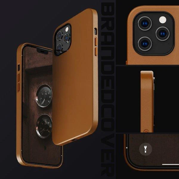 K-doo iPhone 15 Leather Case Back Cover- Brown