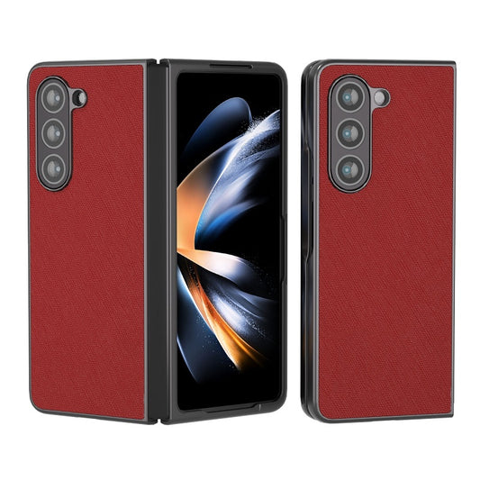 Samsung Galaxy Z Fold 5 Plain Leather Case-Red