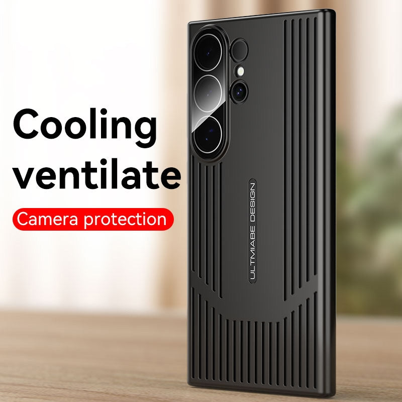 Samsung Galaxy S23 Ultra ICE Cooling Sense Heat Dissipation Electroplating Frosted Case - Black / Silver