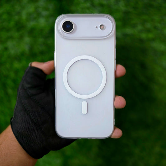 iPhone 17 Air 0.8mm Thin Semi Transparent Matte Finish Smoky Cover with Magsafe - White