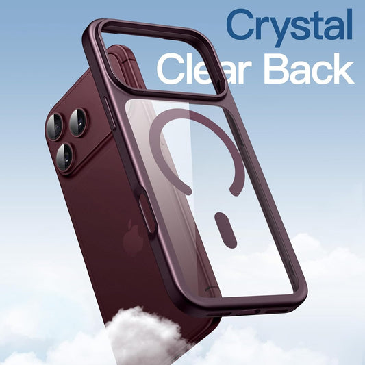 iPhone 18 Pro Max Crystal Clear Soft TPU Anti-Yellowing Back Shockproof Case with Magsafe - Wine