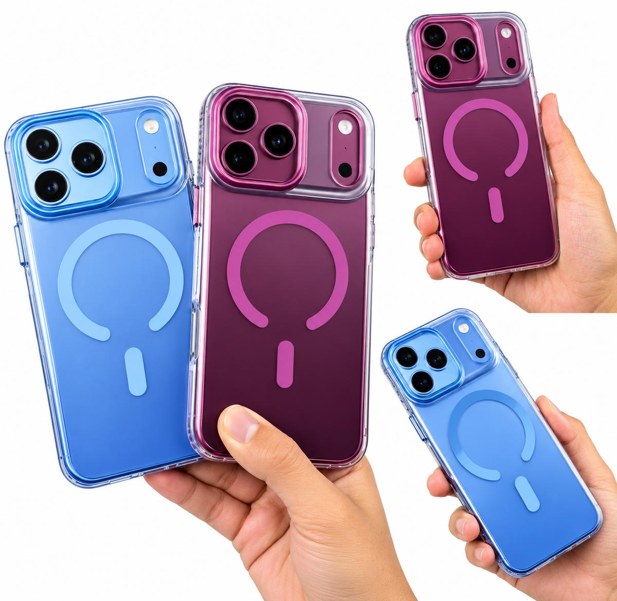 iPhone 18 Pro Max Shockproof Heavy Duty Matte Finish Semi-Transparent 'Augus' Series Case with Magsafe - Sky Blue