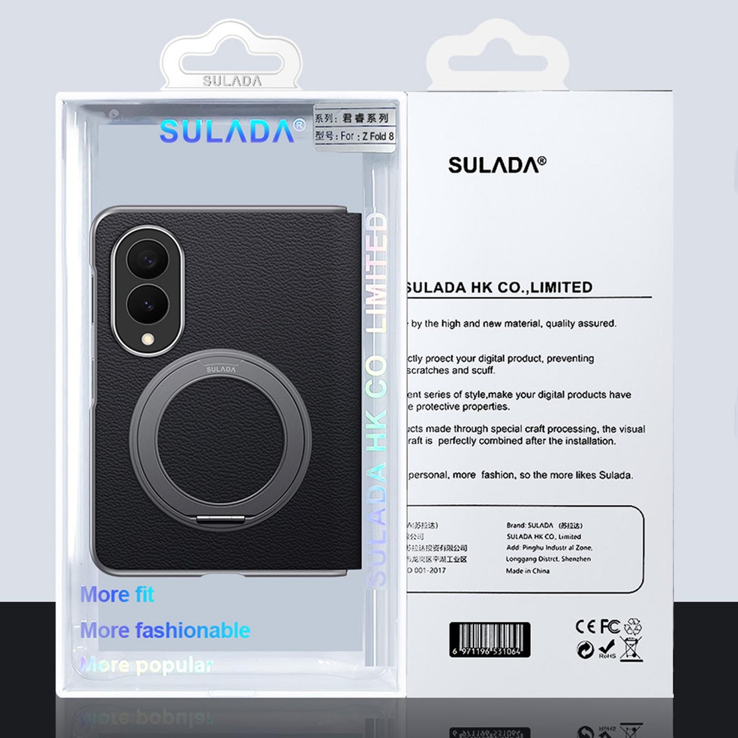 Samsung Z Fold8 SULADA Leather Case, S-View Window Magnetic Ring Holder Kickstand Cover with Magsafe - Brown