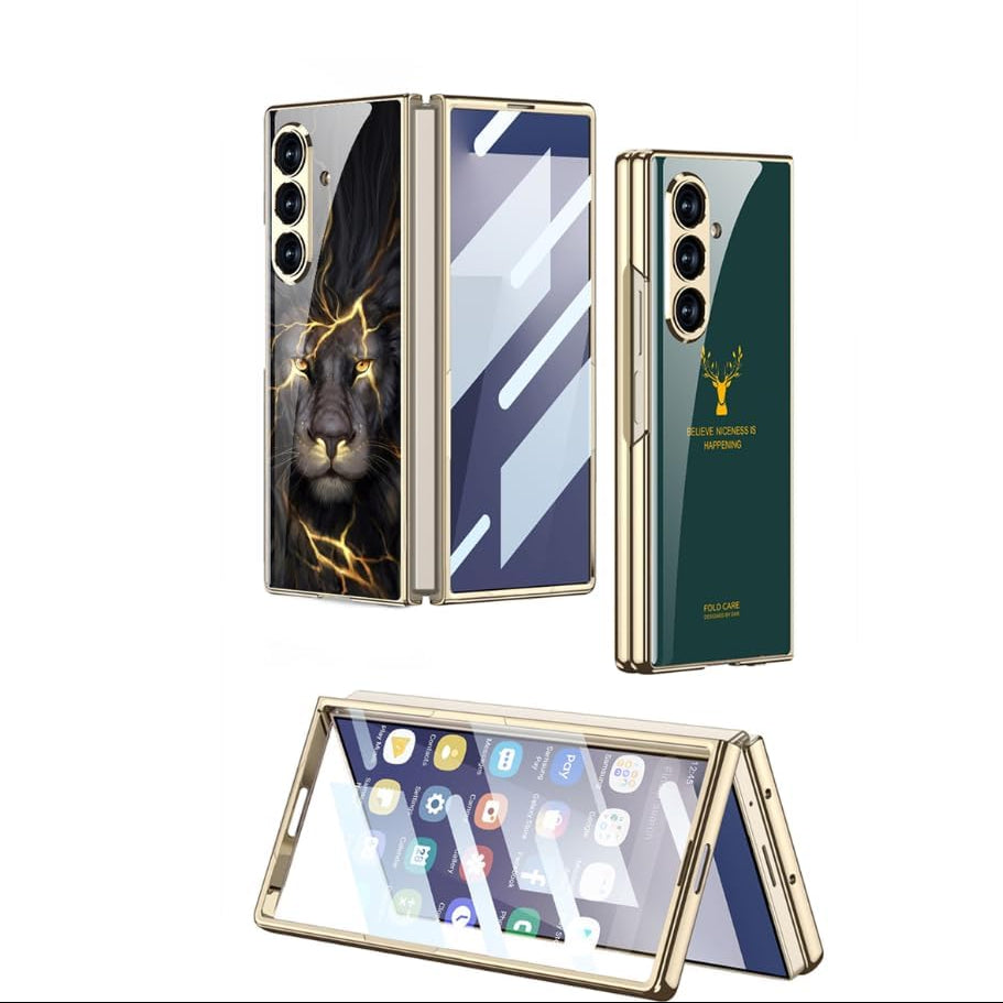Samsung Z Fold8 Ultra GKK Deer Glass Case, Shockproof 9H Hardness Slim Fit Back Cover - Green