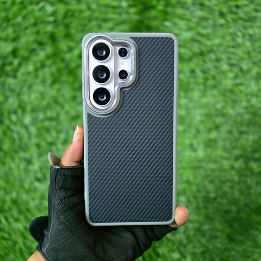 Samsung Galaxy S26 Ultra Carbon Cover, Slim Fit Carbon Fiber Texture Side Soft with Magsafe - Grey