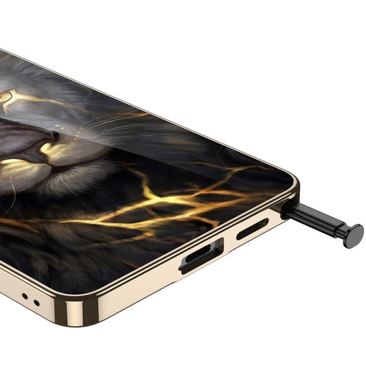 Samsung Galaxy S26 Ultra Lion Glass Case, 9H Hardness Electroplating Glass Premium Glass Case