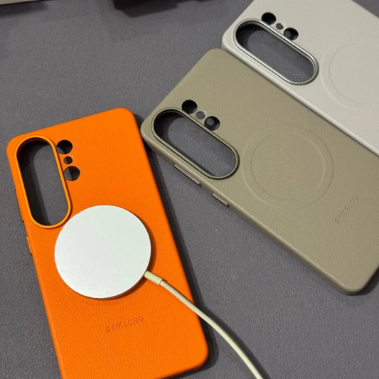 Samsung Galaxy S26 Ultra Leather Case, Kindsuit Series with Metal Camera Ring & Magsafe - Black