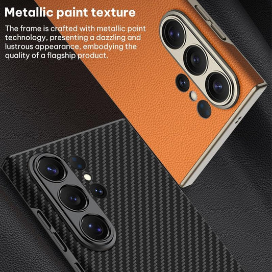 Samsung Galaxy S26 Ultra Carbon Leather Case, GKK Skin-feeling Carbon Leather Curved - Carbon Black