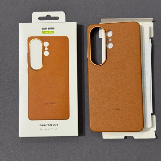 Samsung Galaxy S26 Ultra Leather Case, Kindsuit Leather Back Cover - Saddle Brown
