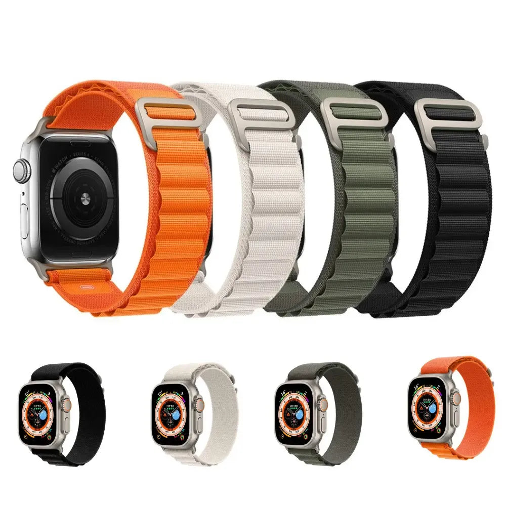 Alpine Nylon Loop iWatch Strap for iWatch Band for (42-44-45-46-49 MM) - Orange