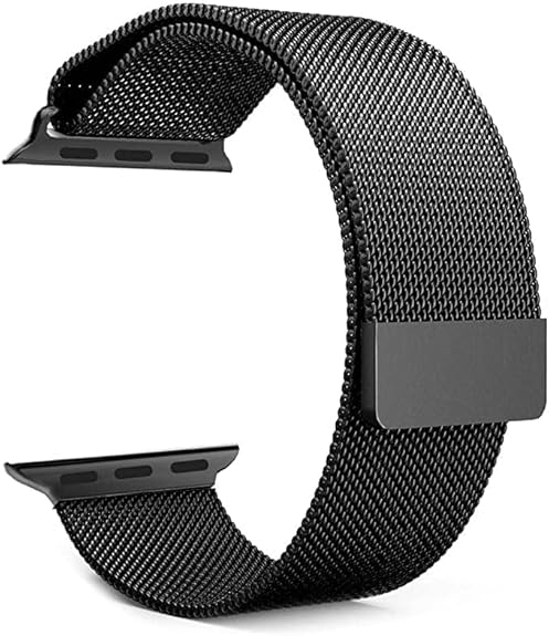 Stainless Steel Magnetic Absorption Strap Metal Mesh Quick Release Wristband for (38-40-41 MM) - Black