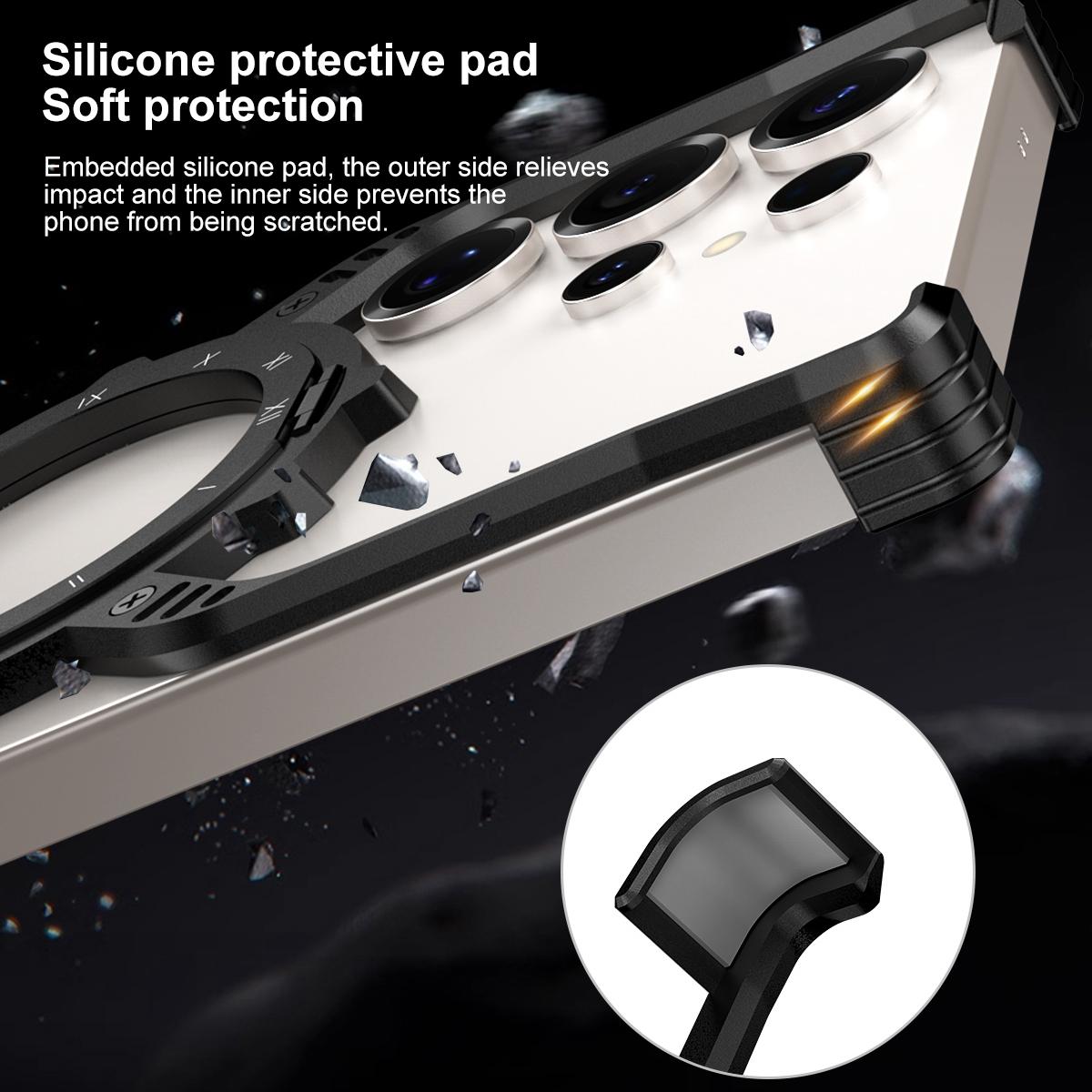 Samsung Galaxy S26 Ultra Metal Case, Frameless, X-Shape Kickstand MagSafe Cover - Black