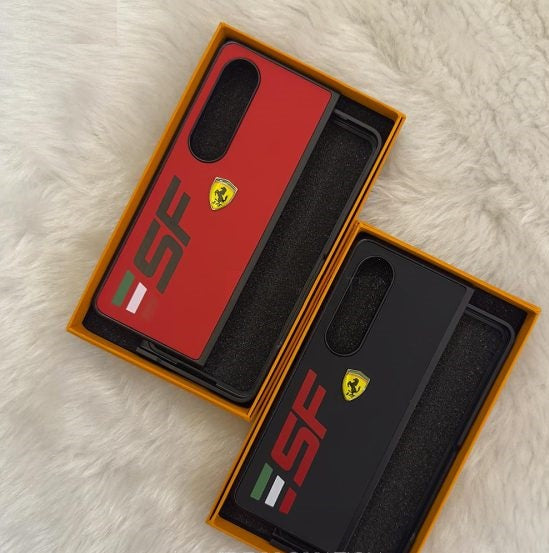 Samsung Galaxy Z Fold 4 Speed Edition Ferrari Leather Case- Black