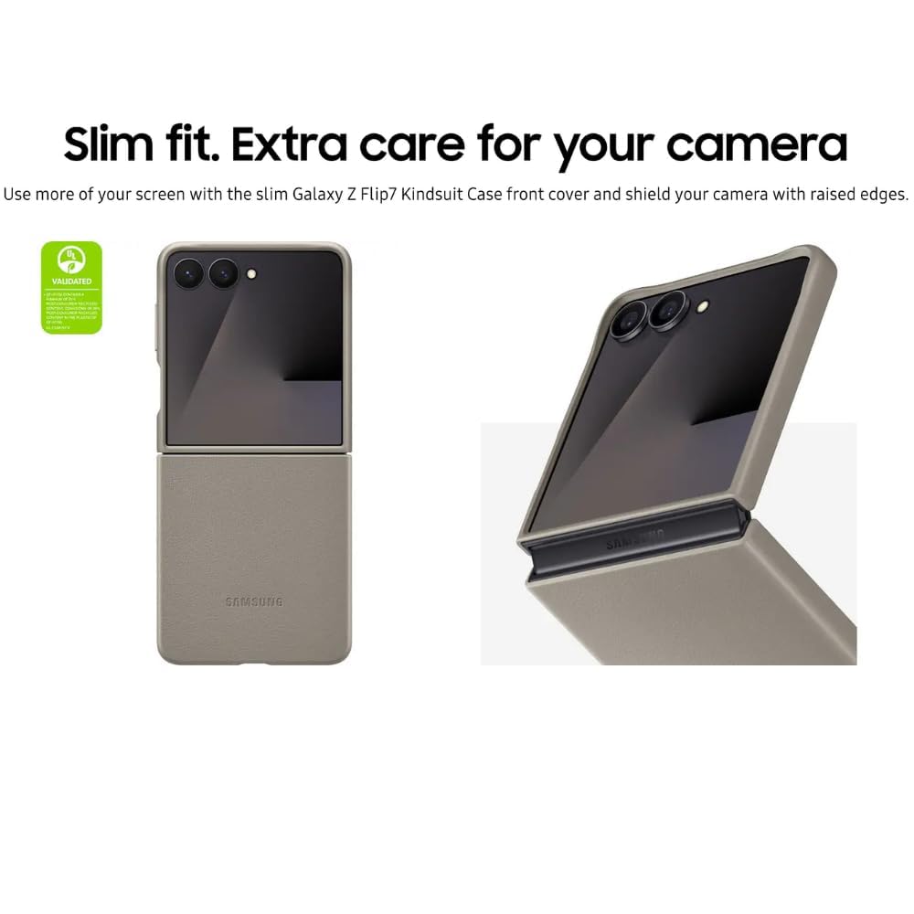 Samsung Galaxy Z Flip7 Leather Case, Slim Soft Inside - Dark Grey