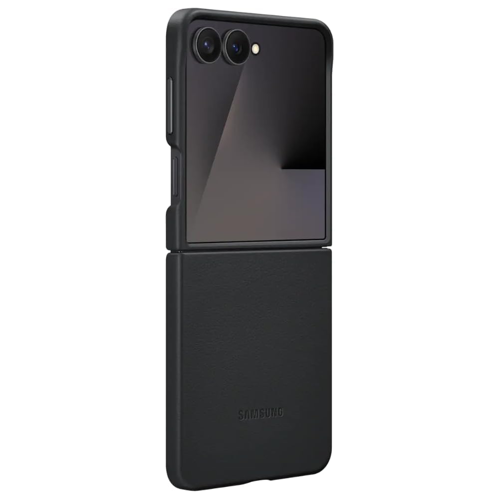 Samsung Galaxy Z Flip7 Leather Case, Slim Soft Inside - Black