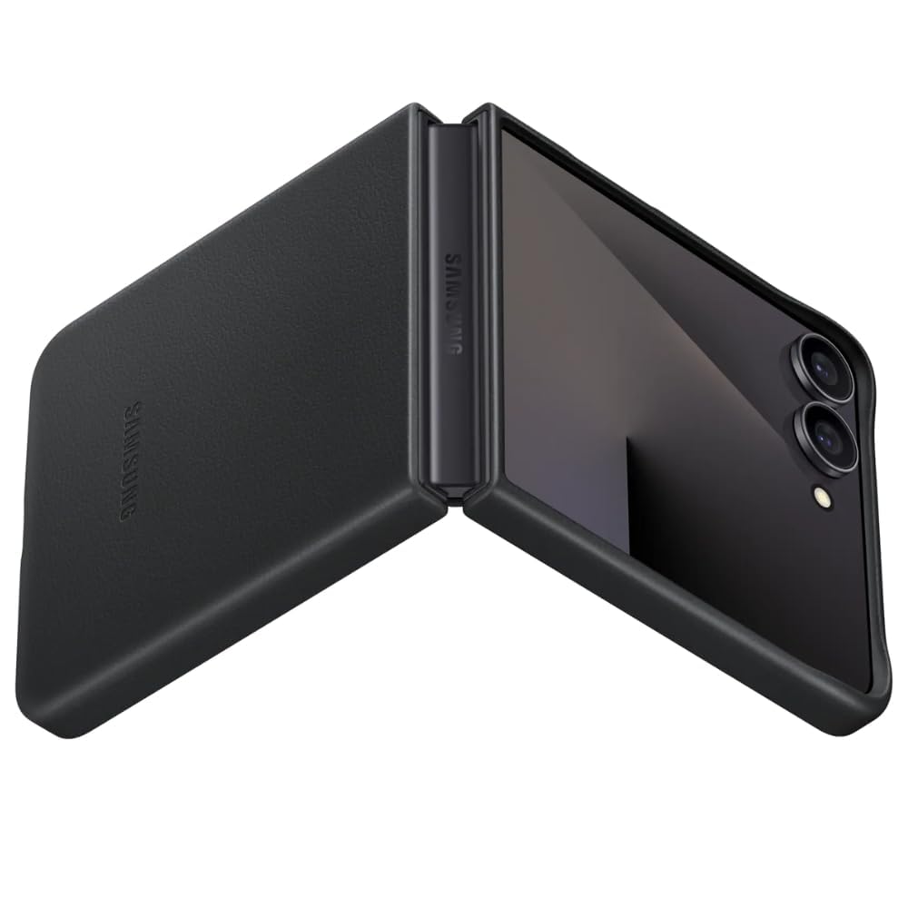 Samsung Galaxy Z Flip7 Leather Case, Slim Soft Inside - Black
