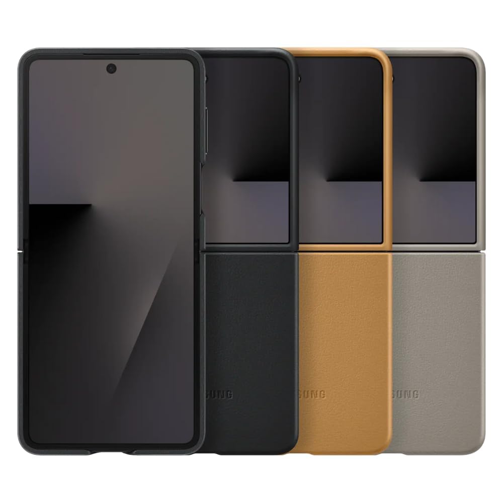 Samsung Galaxy Z Flip7 Leather Case, Slim Soft Inside - Black