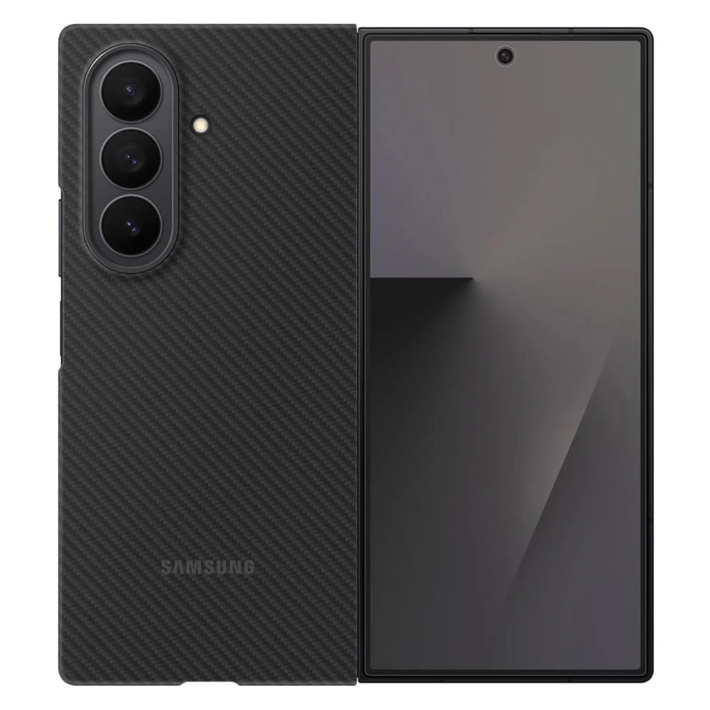 Samsung Galaxy Z Fold7 0.8mm Aramid Carbon Fiber Back Cover with Logo (Only Back) - Black