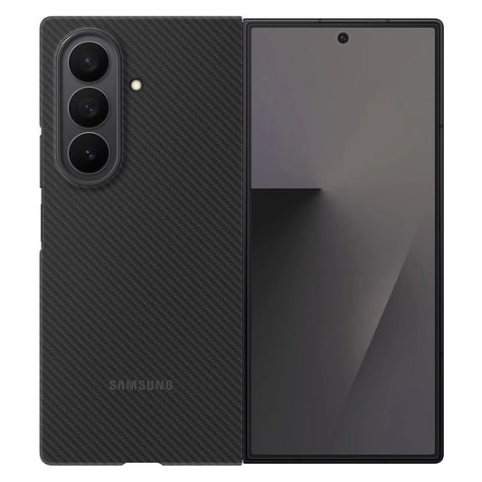 Samsung Galaxy Z Fold7 0.8mm Aramid Carbon Fiber Back Cover with Logo (Only Back) - Black
