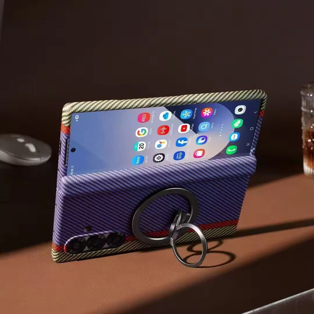 Samsung Galaxy Z Fold7 Carbon Case with Hinge Protection and Front inbuilt Glass and Magsafe Cover - Black