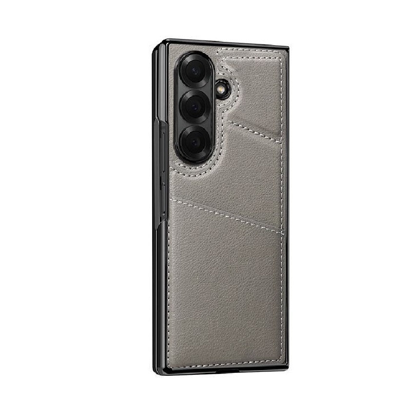 Samsung Galaxy Z Fold7 Wallet Card Slot Leather Case with Magsafe In Built Front Glass - Titanium