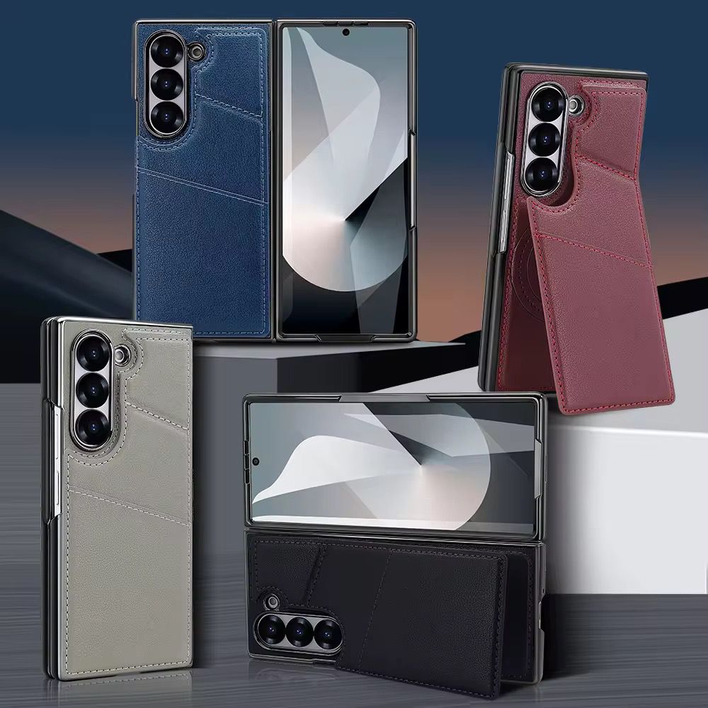 Samsung Galaxy Z Fold7 Wallet Card Slot Leather Case with Magsafe In Built Front Glass - Black