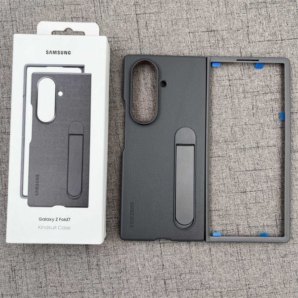 Samsung Galaxy Z Fold7 Leather Case, Kickstand Kindsuit Series Leather Back Cover - Grey
