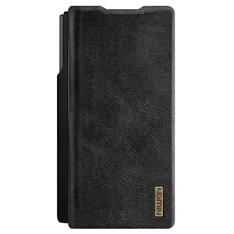 Samsung Fold7 Nillkin Qin Pro Series Leather Flip Cover with Card Slot and S-Pen - Black