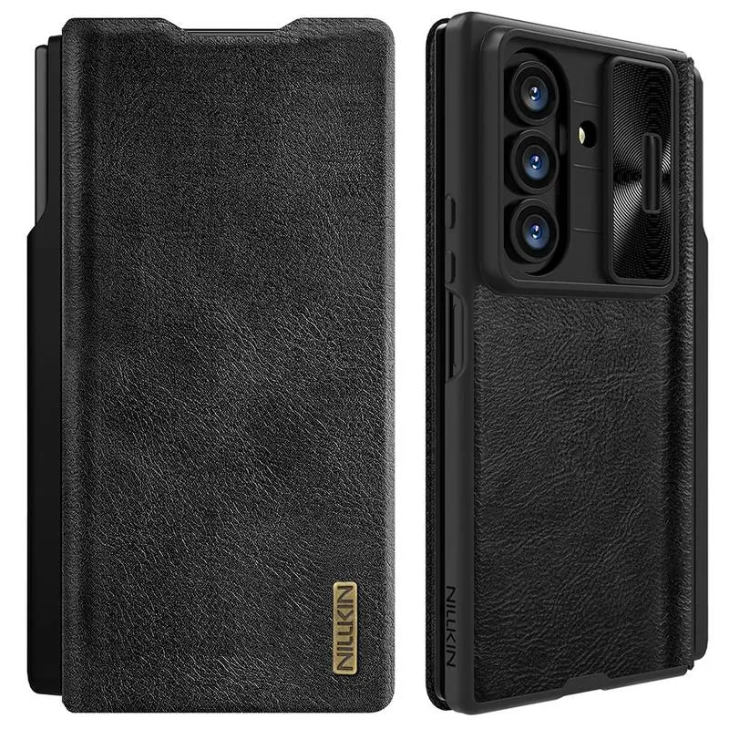 Samsung Fold7 Nillkin Qin Pro Series Leather Flip Cover with Card Slot and S-Pen - Black