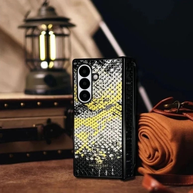 Samsung Galaxy Z Fold7 Original Santa Barbara Polo 'Sagar' Series Leather Case with Hinge Protection - Black