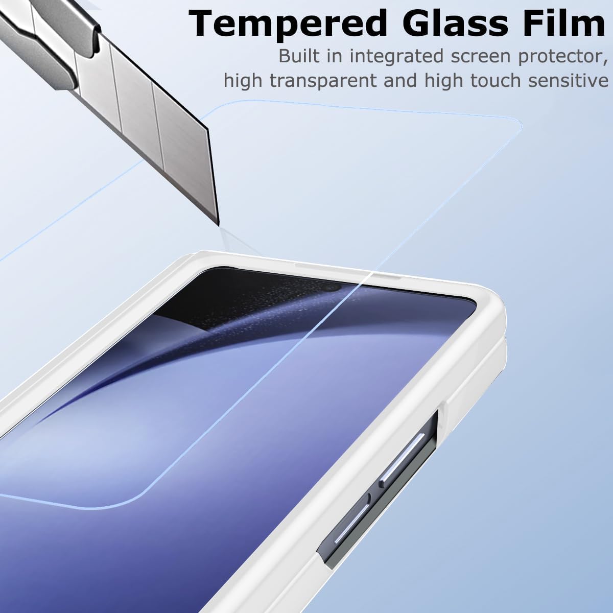 Samsung Galaxy Z Fold7 Electroplating Autofocus S-Pen Case with Kickstand Hinge Protection & Front Glass - White