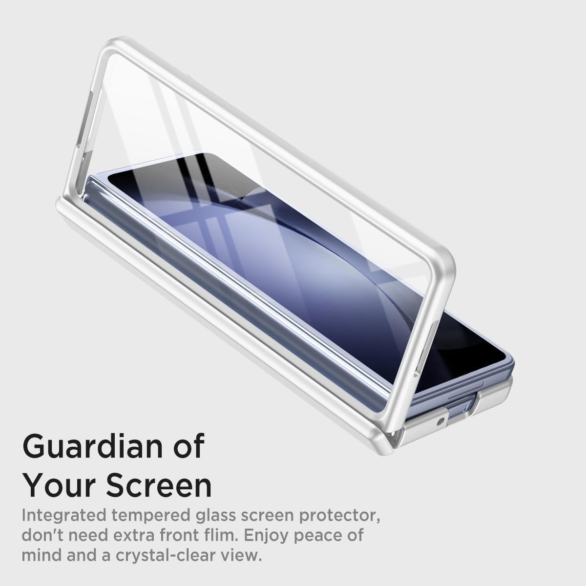 Samsung Galaxy Z Fold7 Electroplating Autofocus S-Pen Case with Kickstand Hinge Protection & Front Glass - White