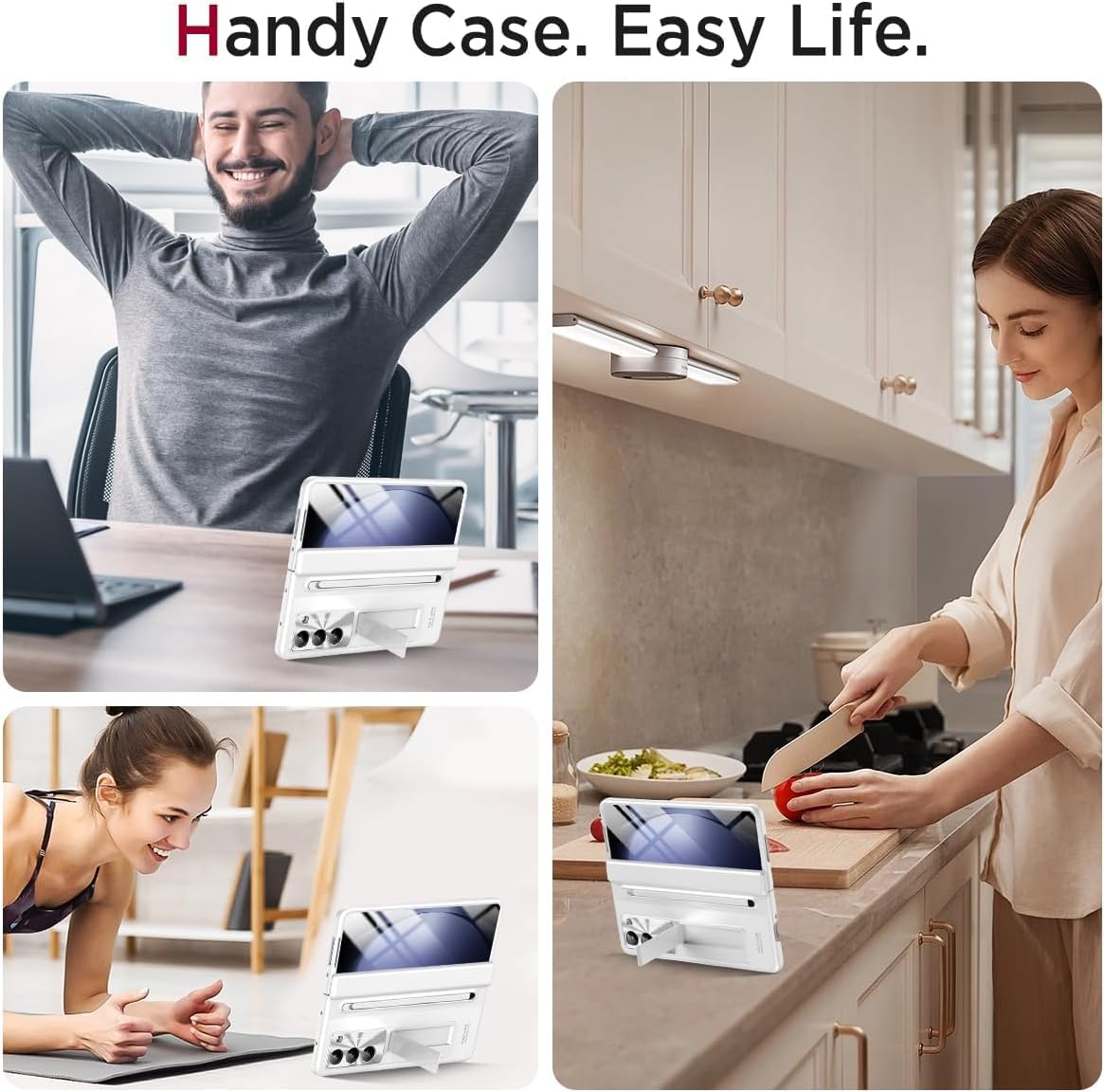 Samsung Galaxy Z Fold7 Electroplating Autofocus S-Pen Case with Kickstand Hinge Protection & Front Glass - White