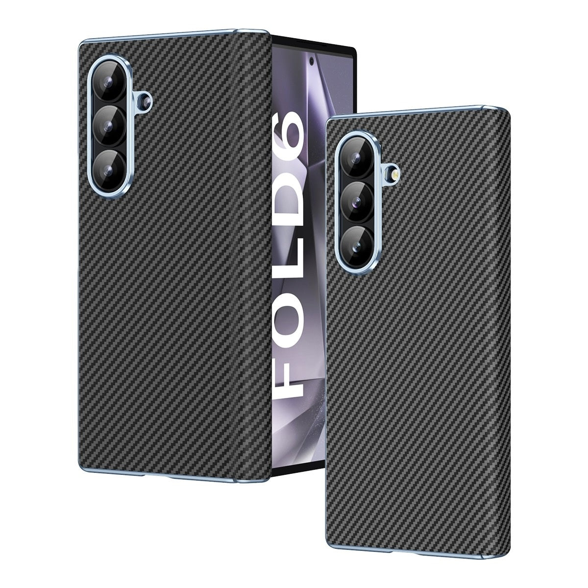 Samsung Galaxy Z Fold7 Carbon Case with Hinge Protection & inbuilt Front Glass - Black