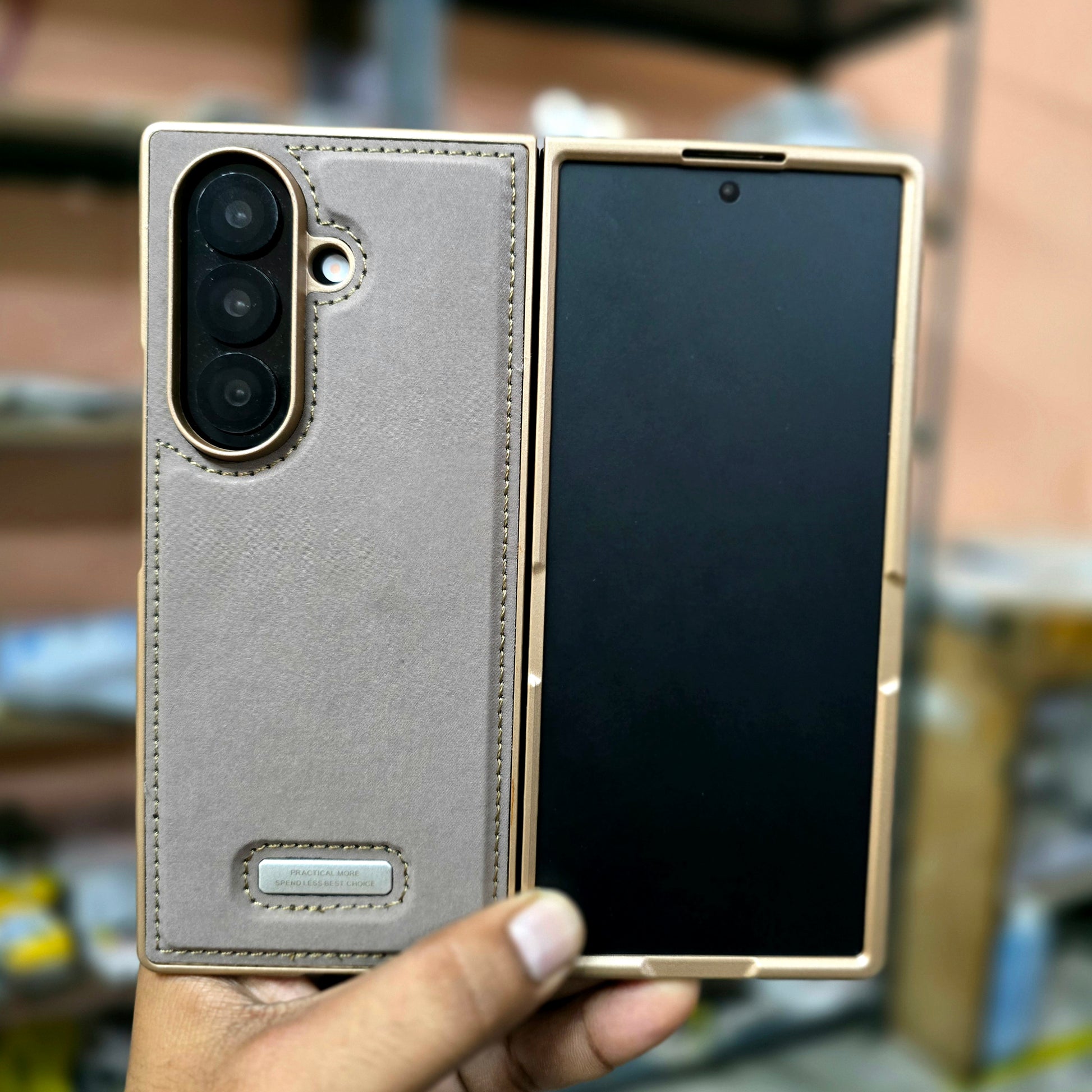 Samsung Galaxy Z Fold7 Classic Suede Leather Inner Fabric Cover with Magsafe - Desert Brown