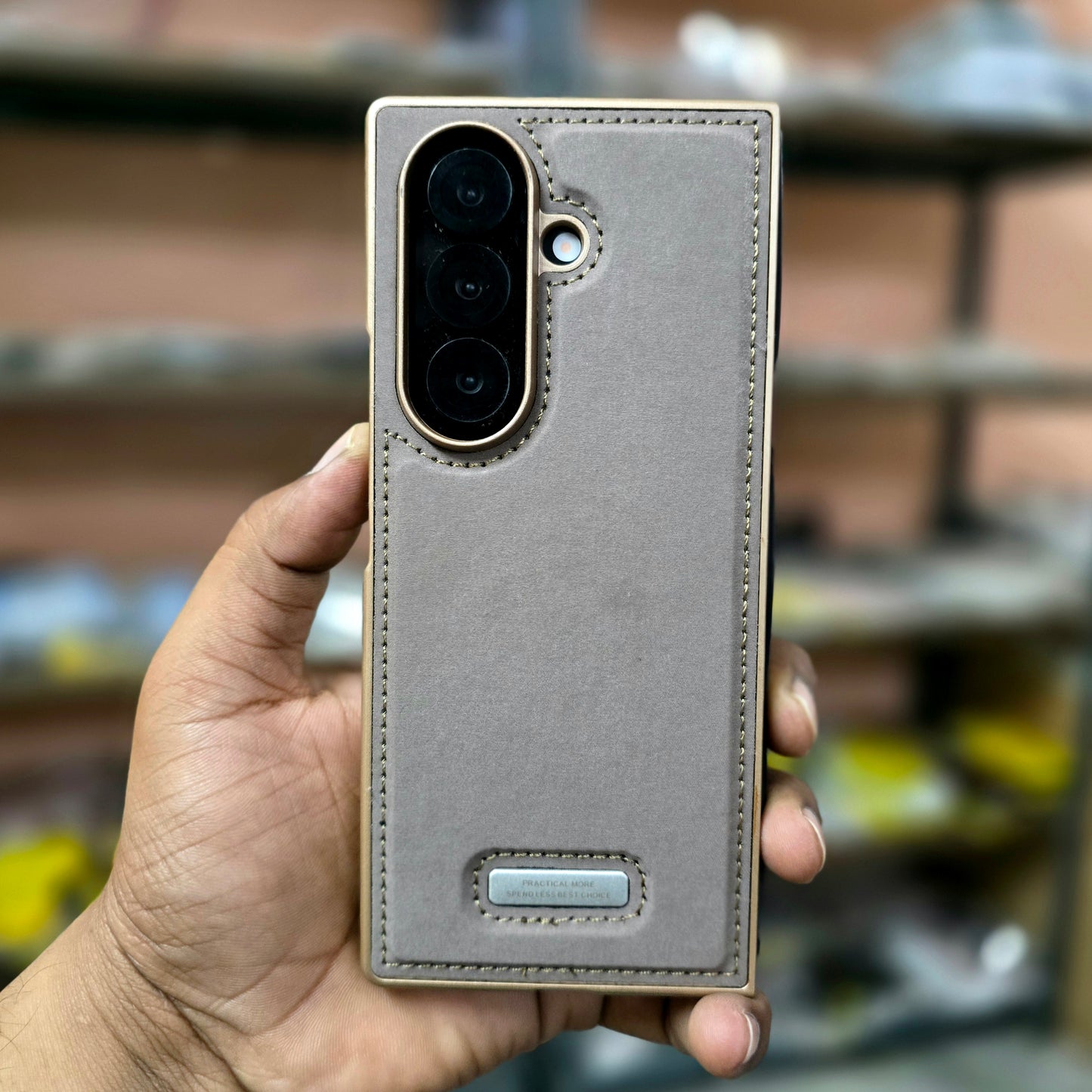 Samsung Galaxy Z Fold7 Classic Suede Leather Inner Fabric Cover with Magsafe - Desert Brown