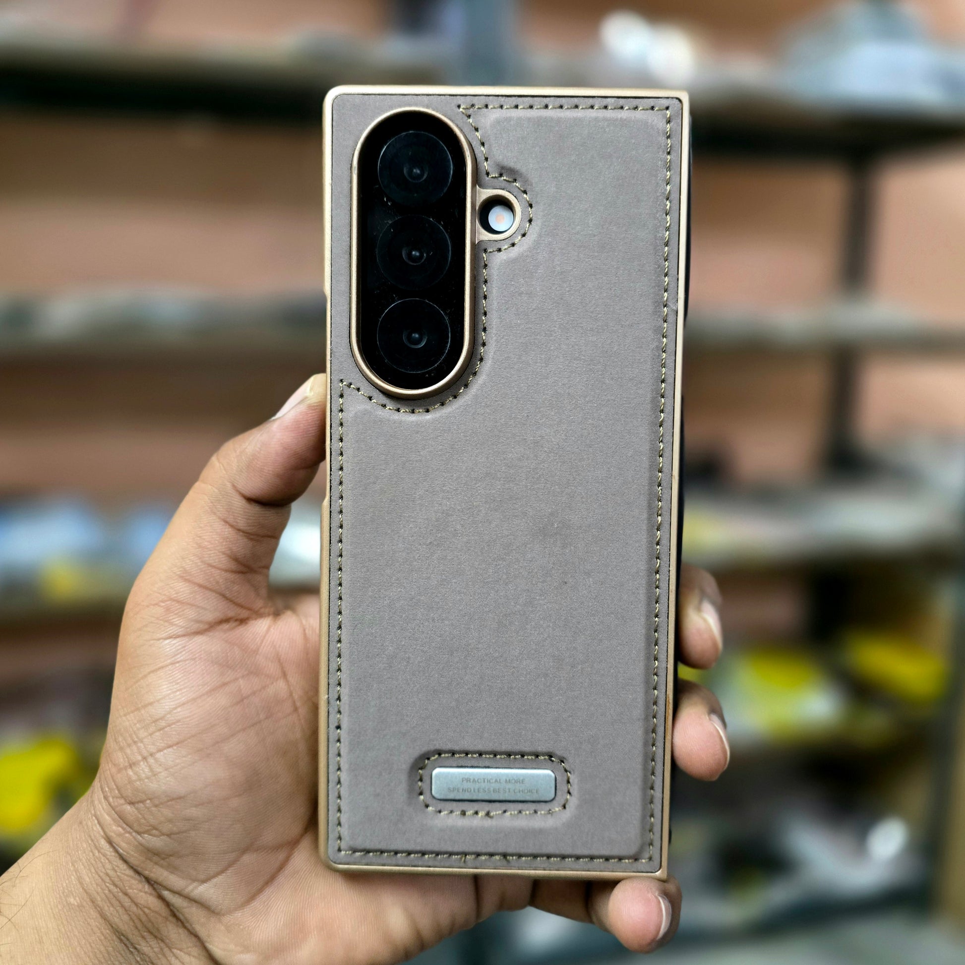 Samsung Galaxy Z Fold7 Classic Suede Leather Inner Fabric Cover with Magsafe - Desert Brown