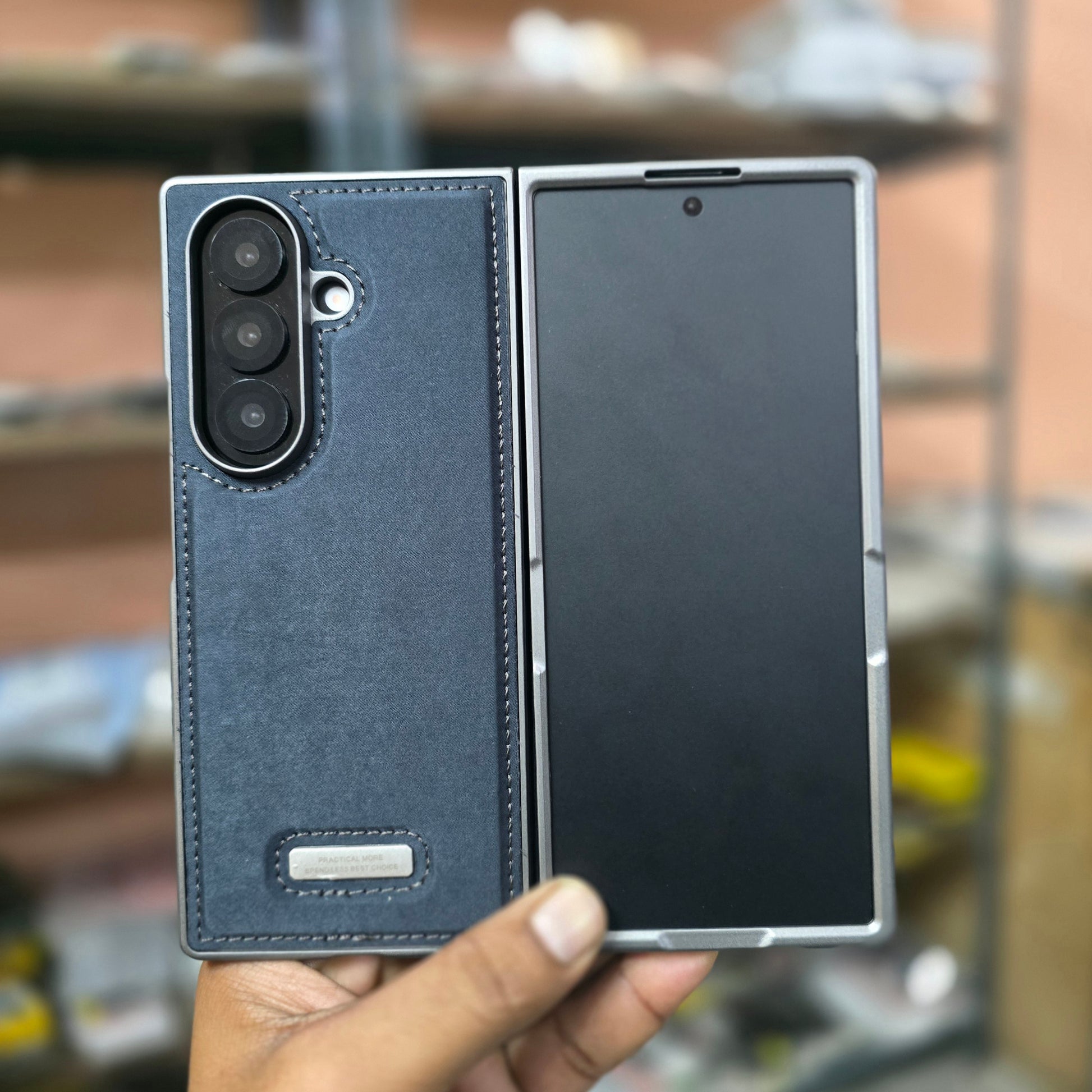 Samsung Galaxy Z Fold7 Classic Suede Leather Inner Fabric Cover with Magsafe - Blue