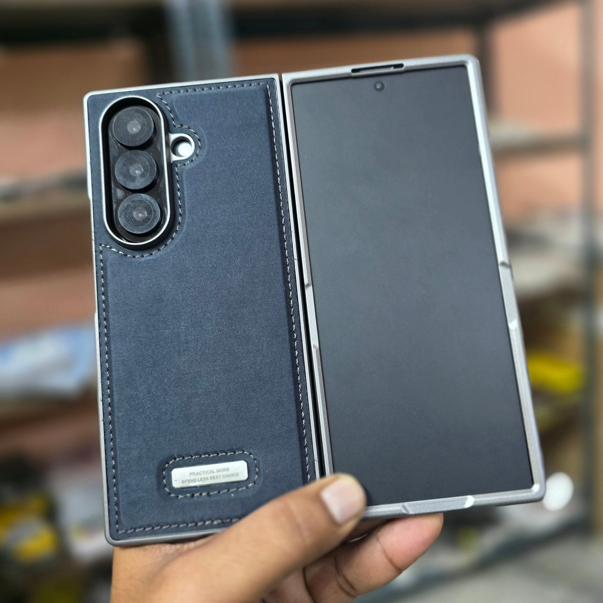 Samsung Galaxy Z Fold7 Classic Suede Leather Inner Fabric Cover with Magsafe - Blue