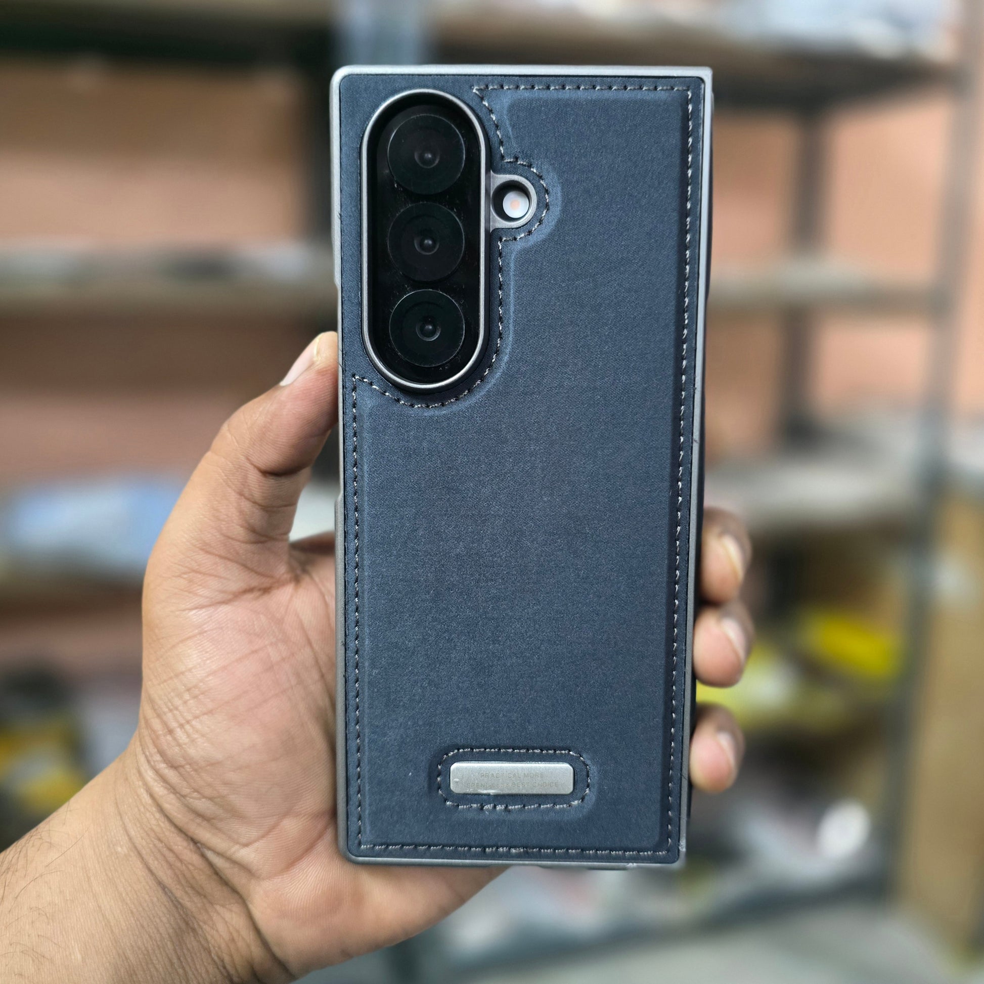 Samsung Galaxy Z Fold7 Classic Suede Leather Inner Fabric Cover with Magsafe - Blue